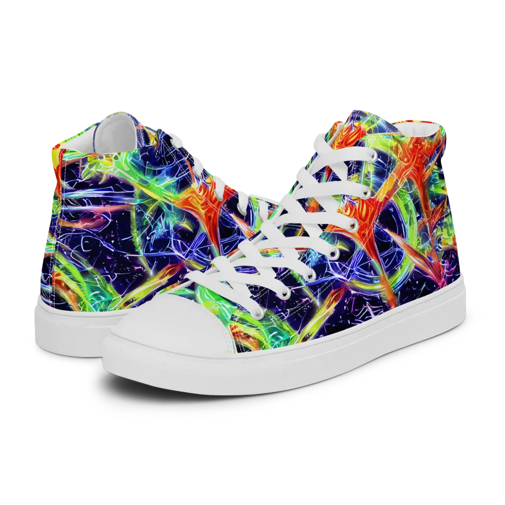 Hypercolor Mosaic on Women's High Top Canvas Shoes — Left