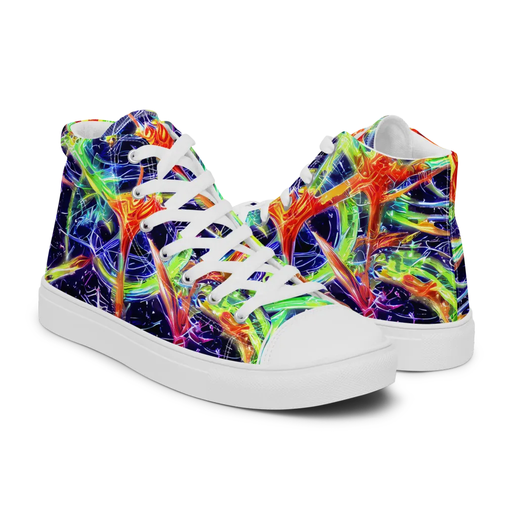 Hypercolor Mosaic on Women's High Top Canvas Shoes — Right