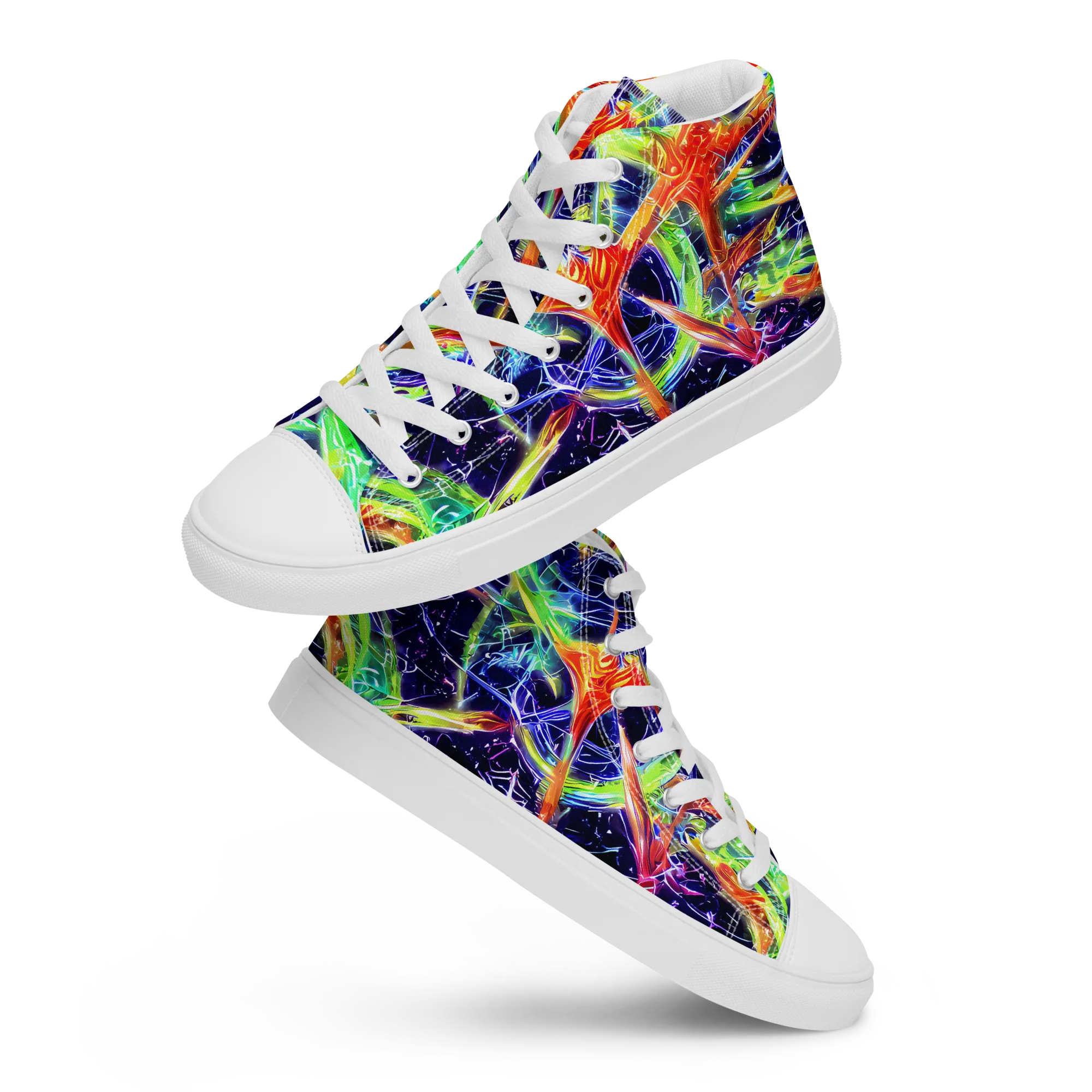 Hypercolor Mosaic on Women's High Top Canvas Shoes — Front