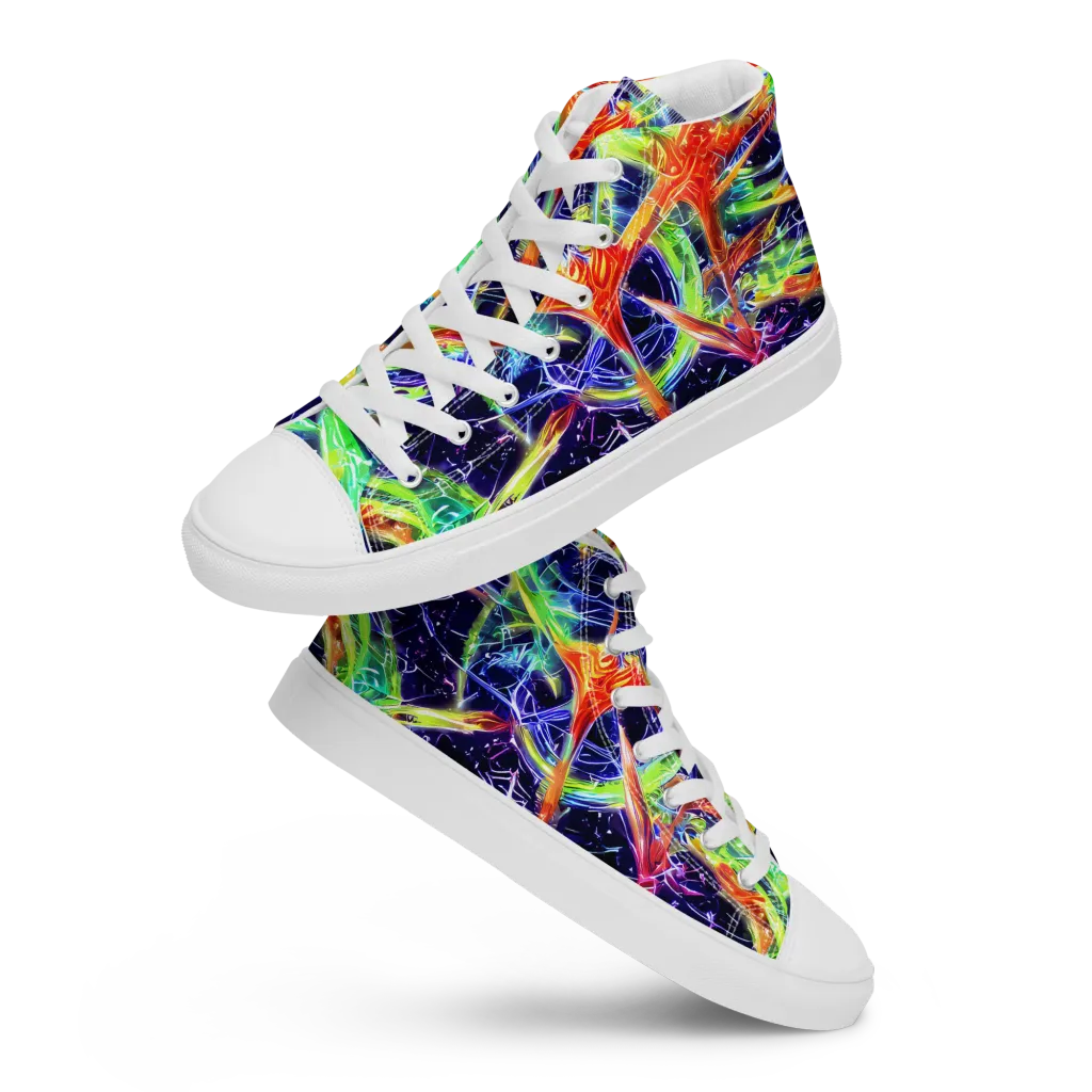 Hypercolor Mosaic on Women's High Top Canvas Shoes — Front