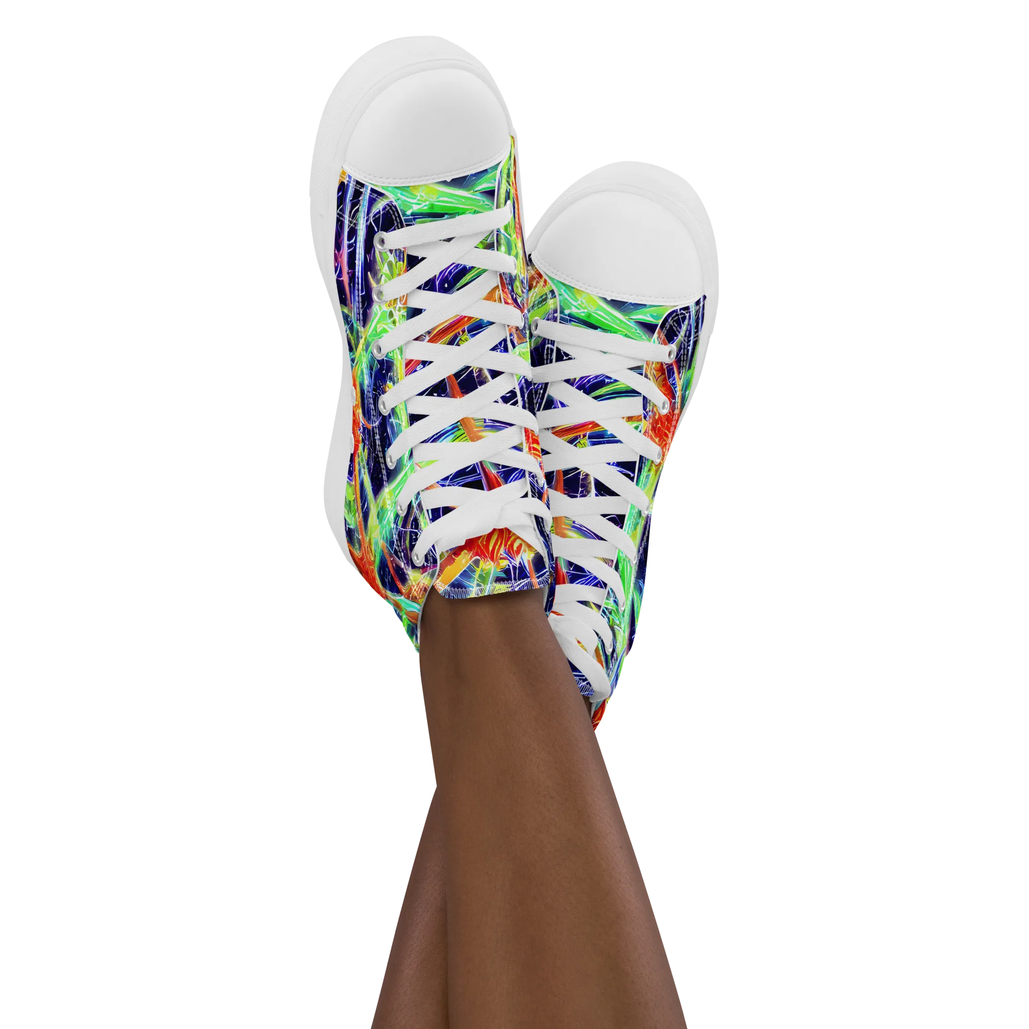 Hypercolor Mosaic on Women's High Top Canvas Shoes — Front