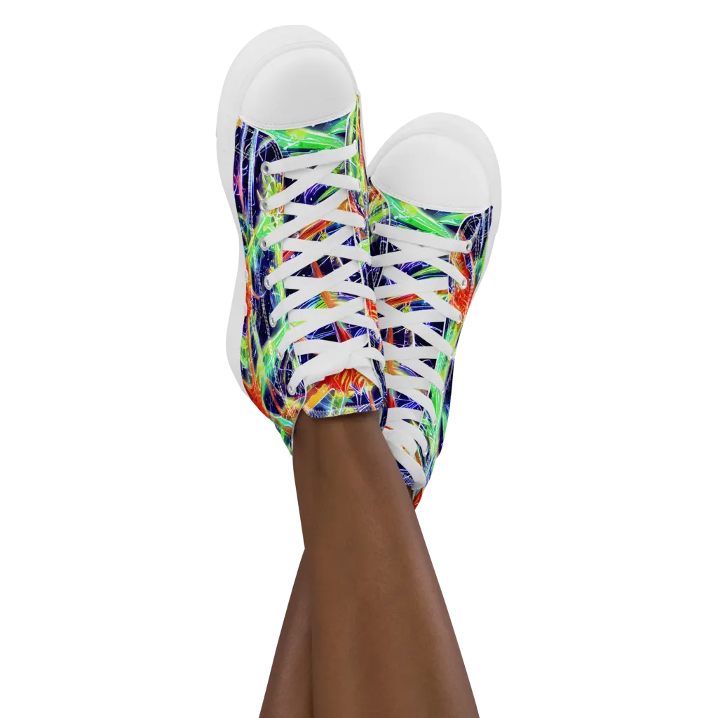Hypercolor Mosaic on Women's High Top Canvas Shoes — Front
