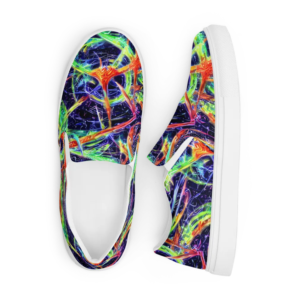 Hypercolor Mosaic on Men's Slip-On Canvas Shoes — Front