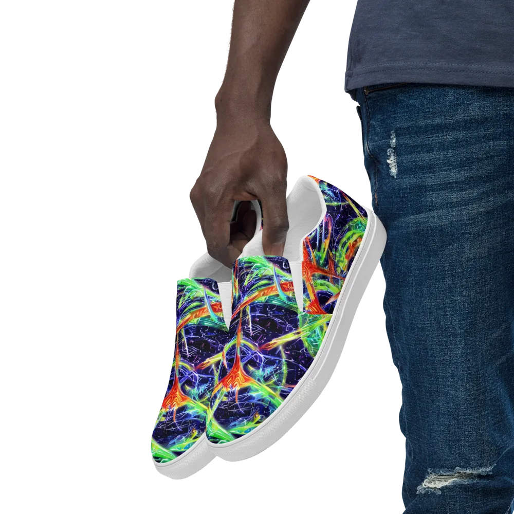 Hypercolor Mosaic on Men's Slip-On Canvas Shoes — Left Front