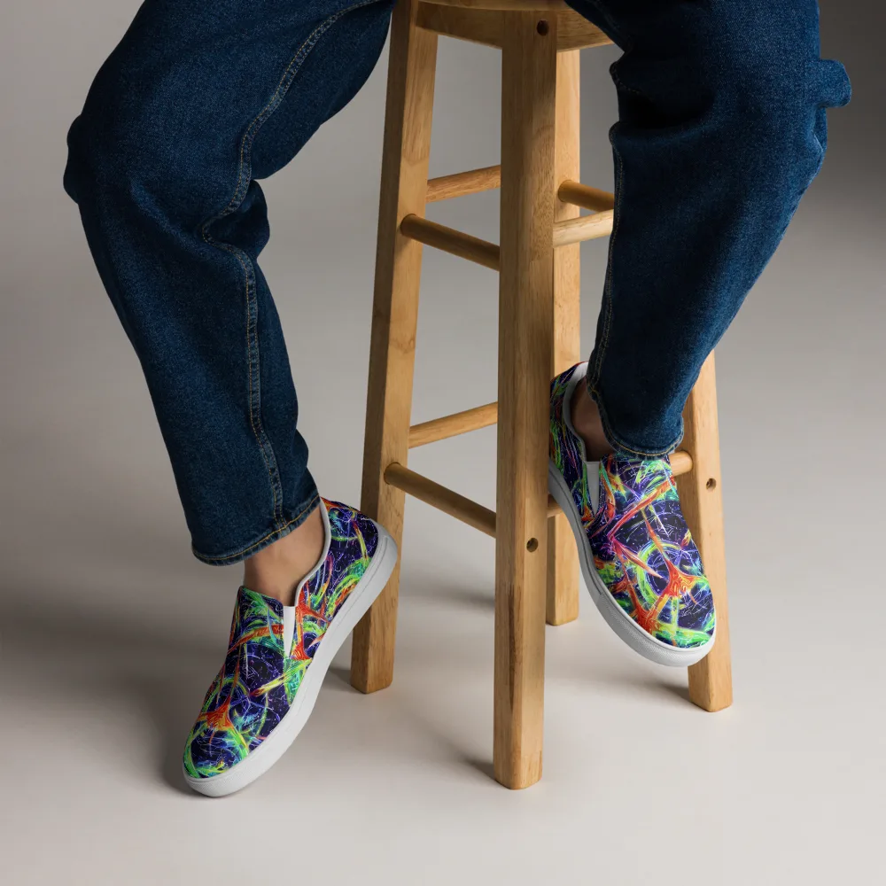 Hypercolor Mosaic on Men's Slip-On Canvas Shoes — Front