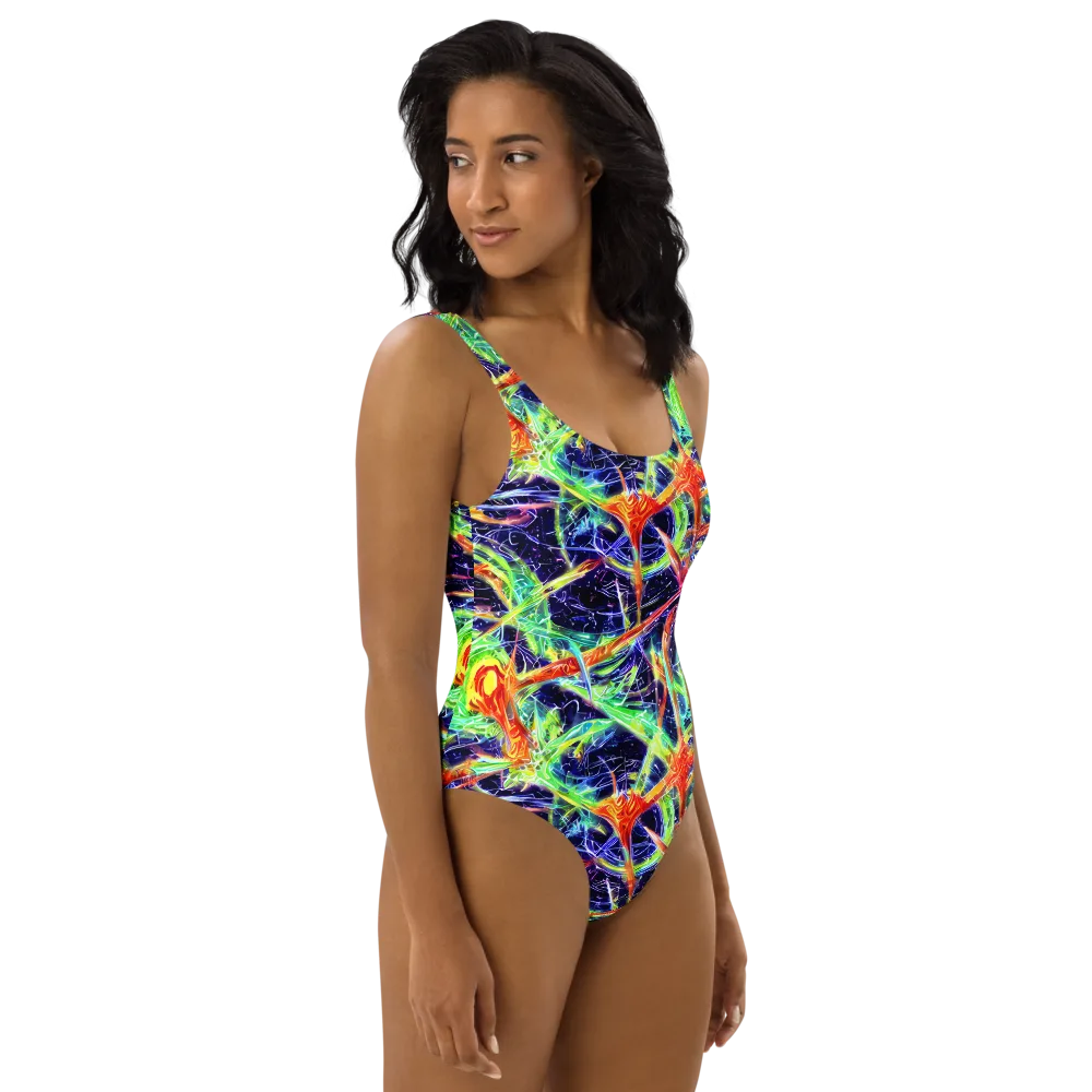Hypercolor Mosaic on One-Piece Swimsuit — Right