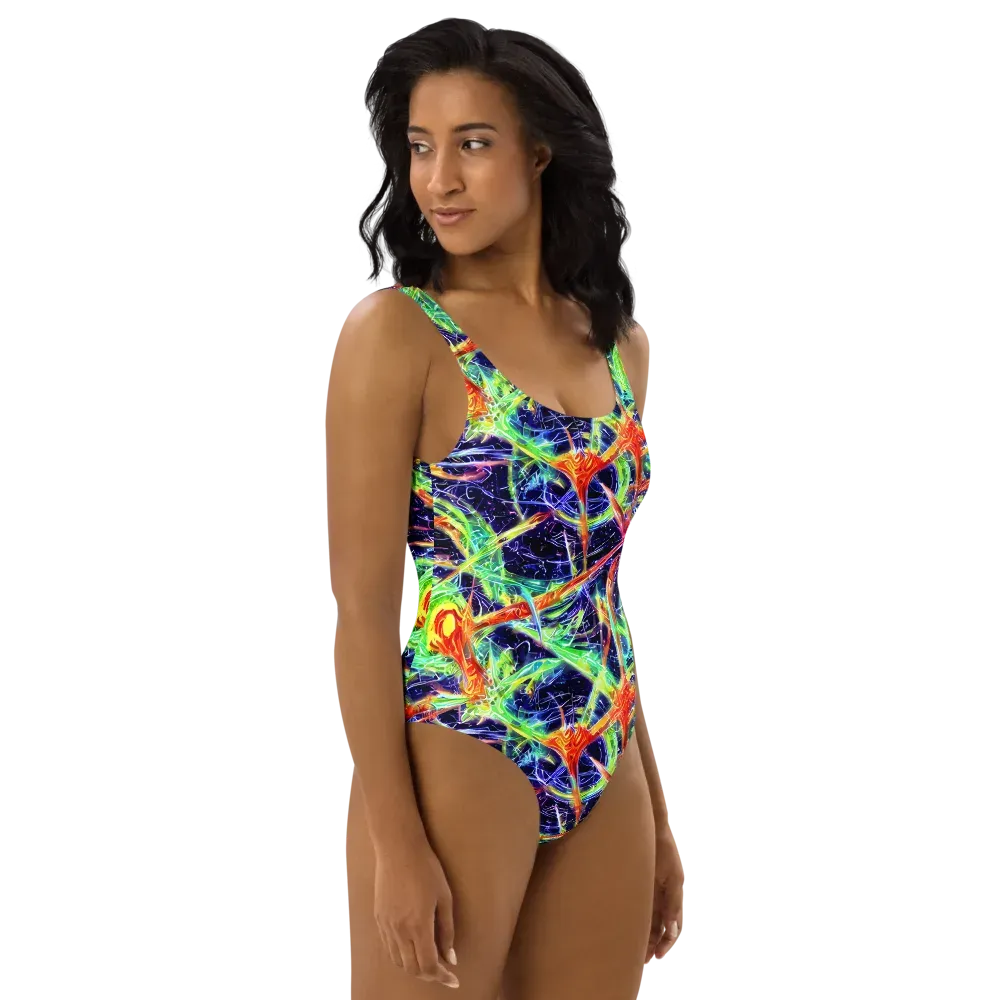 Hypercolor Mosaic on One-Piece Swimsuit — Right