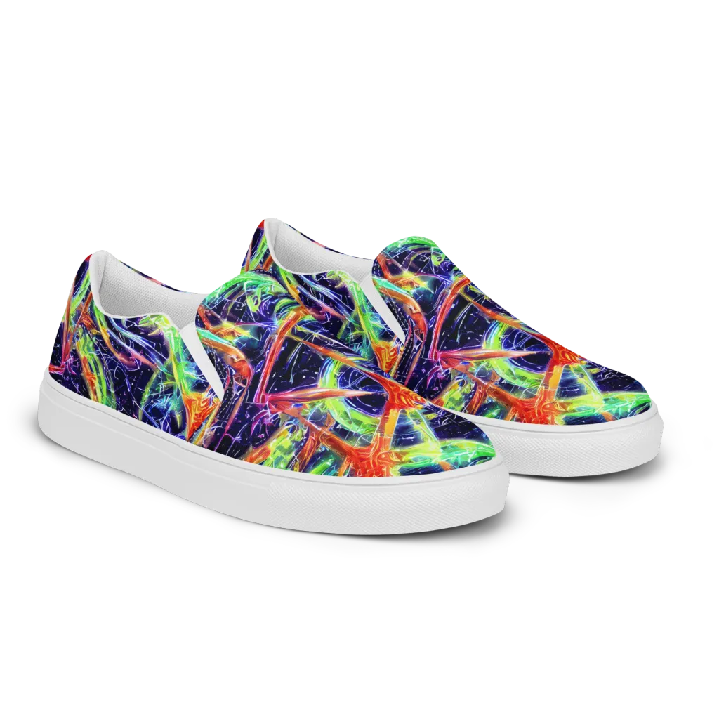 Hypercolor Mosaic on Women's Slip-On Canvas Shoes — Right Front