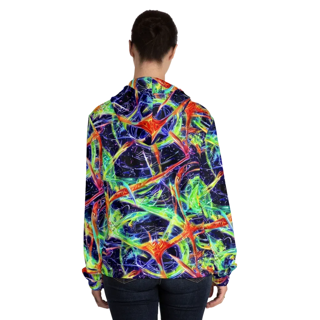 Hypercolor Mosaic on Women's Full-Zip Hoodie — Back On Person