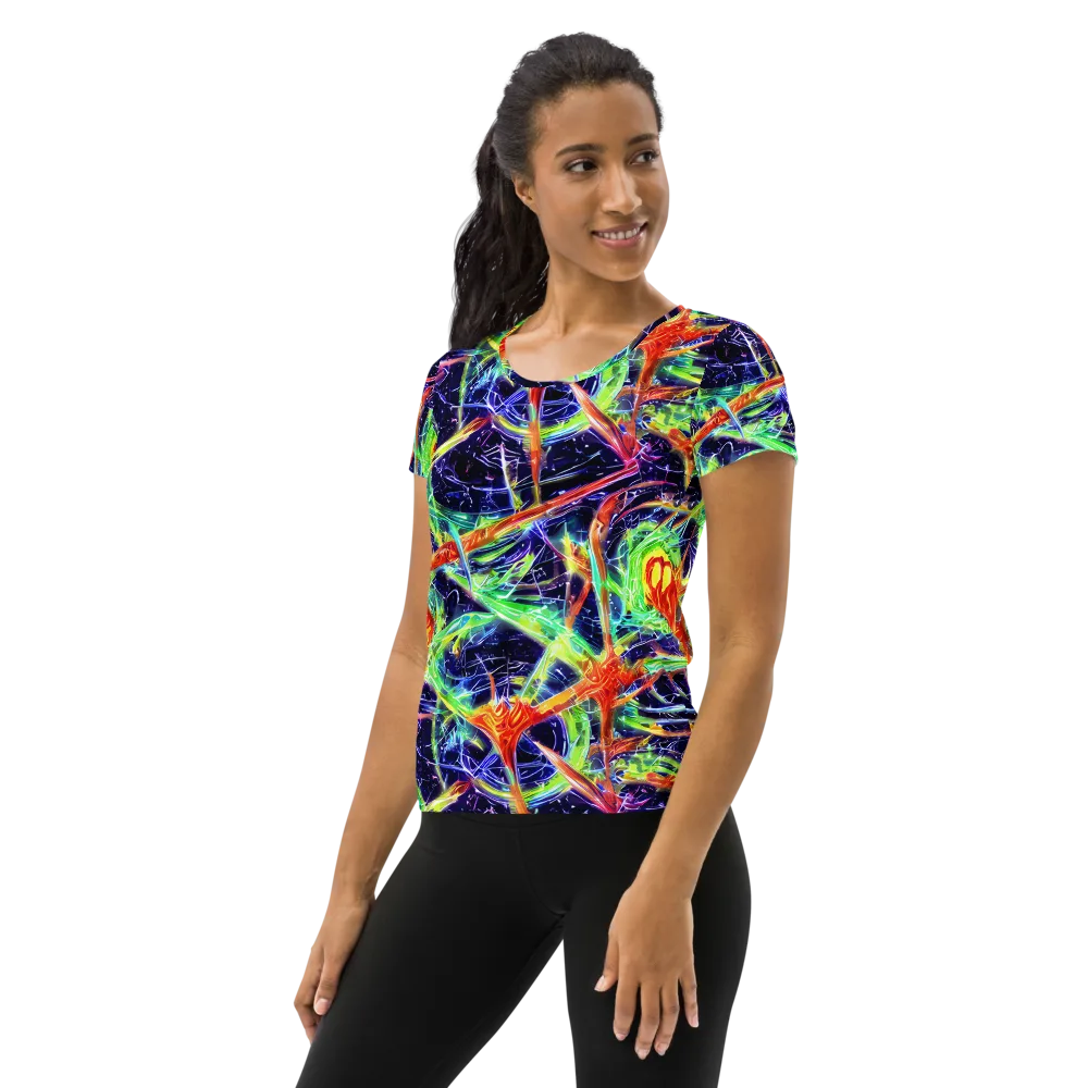 Hypercolor Mosaic on Women's Athletic T-Shirt — Left