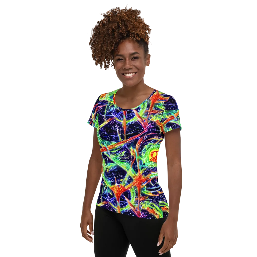 Hypercolor Mosaic on Women's Athletic T-Shirt — Left