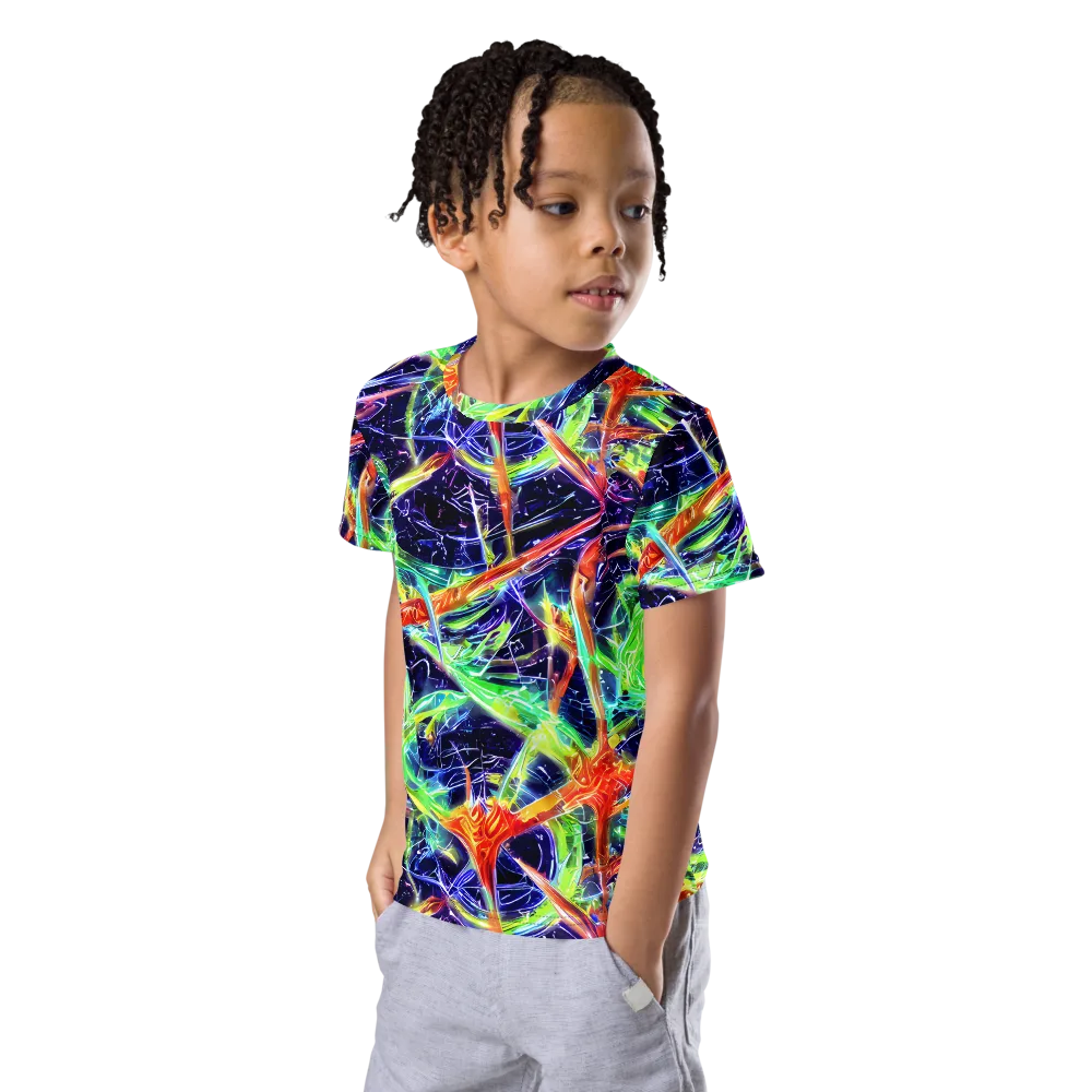 Hypercolor Mosaic on Kids Crew Neck T-Shirt — Left Front