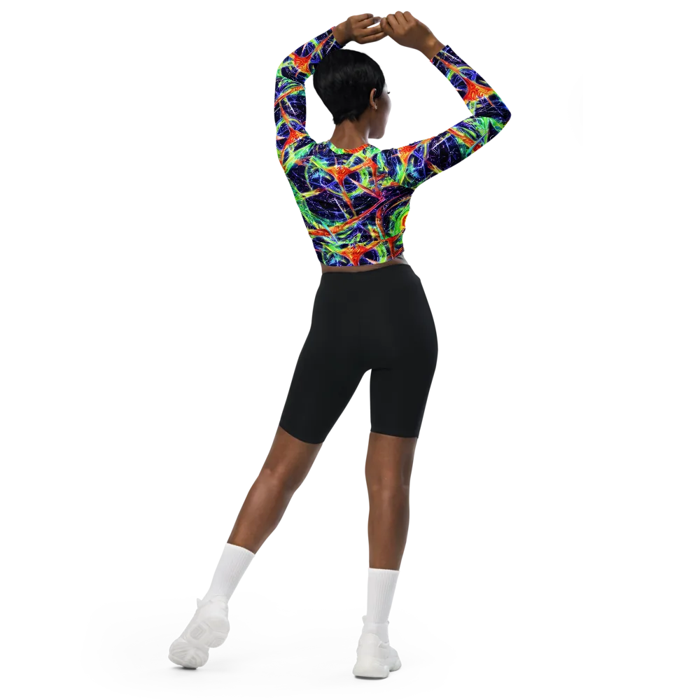 Hypercolor Mosaic on Long Sleeve Crop Top — Back