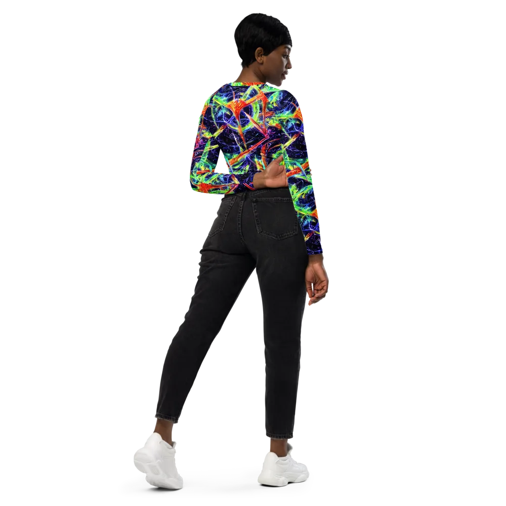 Hypercolor Mosaic on Long Sleeve Crop Top — Right Back