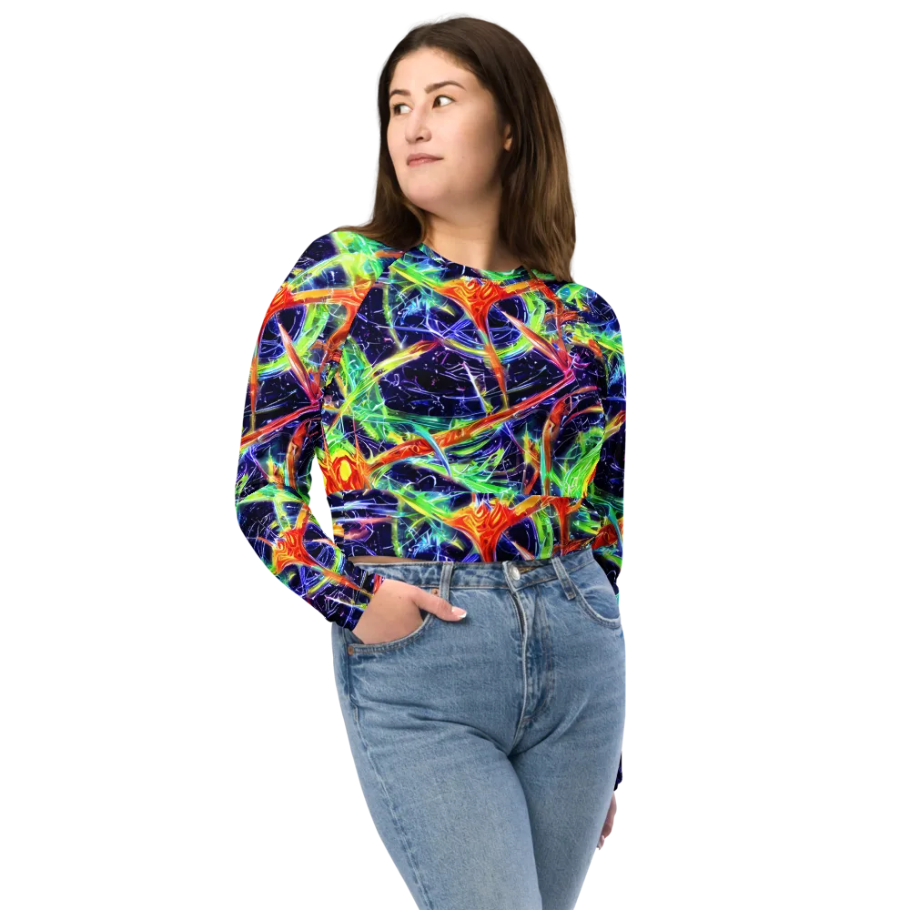 Hypercolor Mosaic on Long Sleeve Crop Top — Front