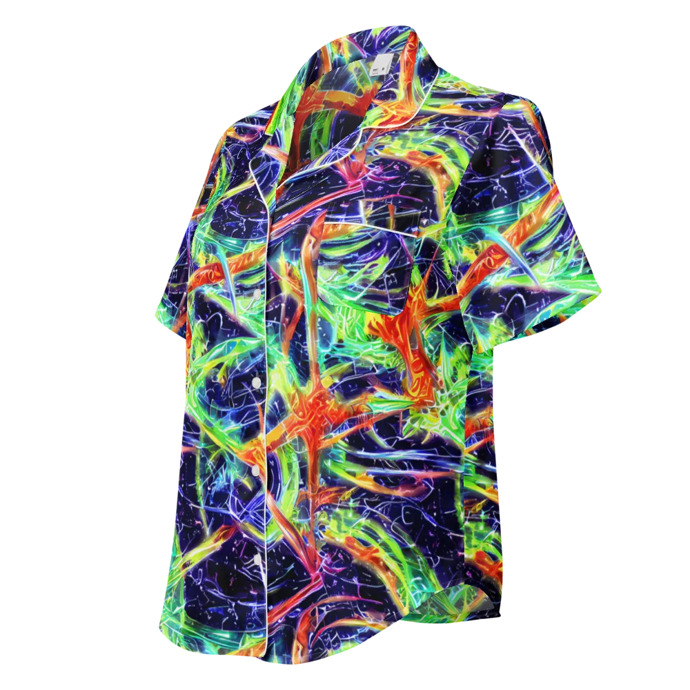 Hypercolor Mosaic on Women's Short Sleeve Pajama Top — Left Front