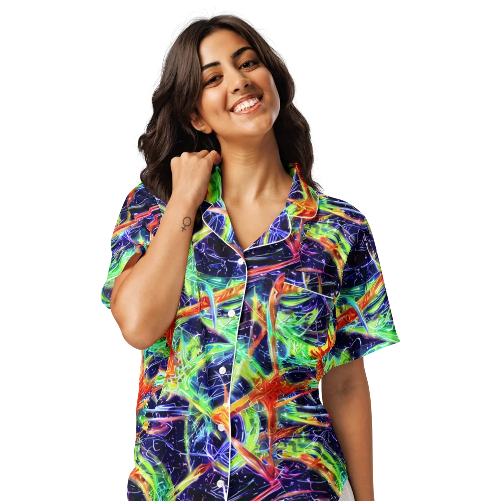 Hypercolor Mosaic on Women's Short Sleeve Pajama Top — Front