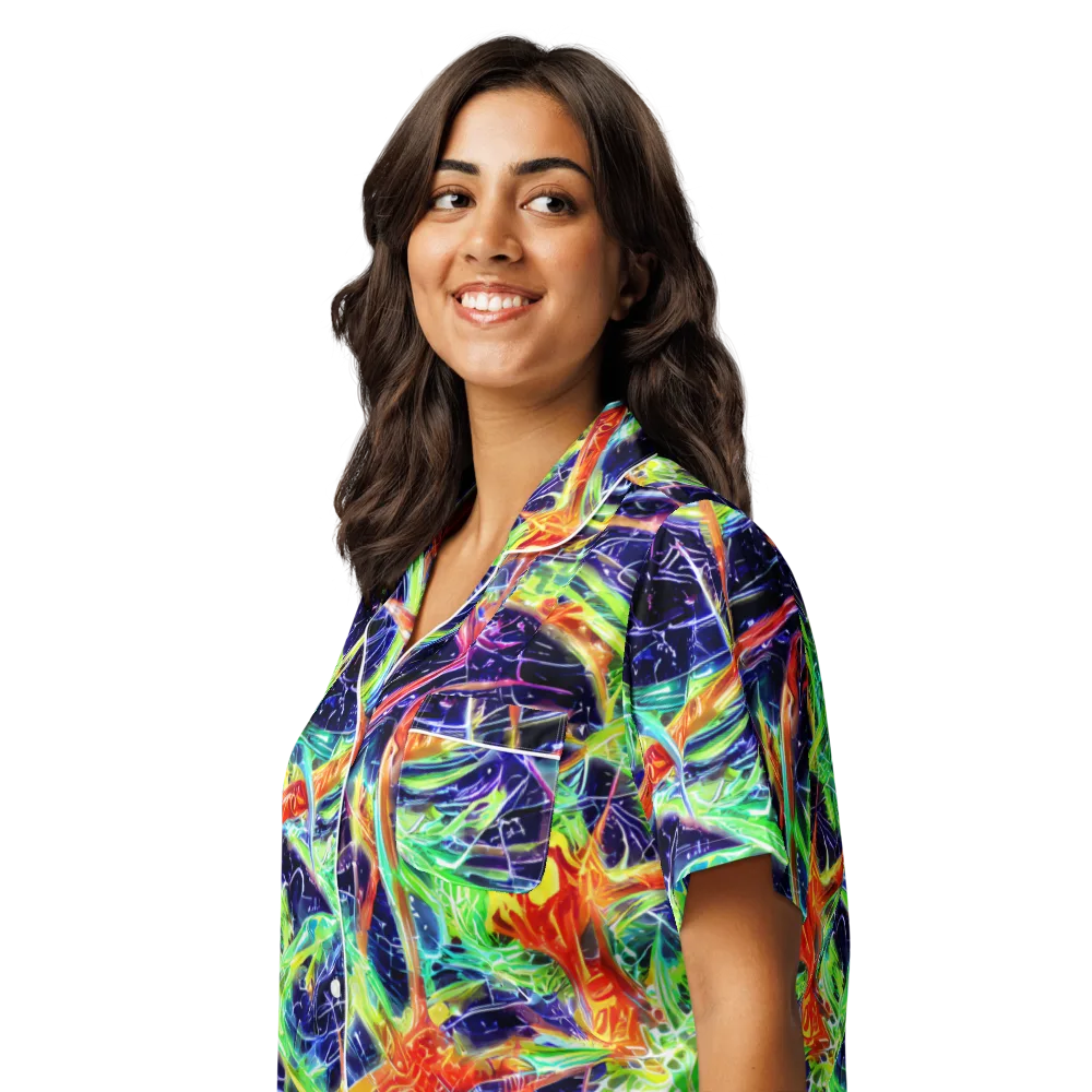 Hypercolor Mosaic on Women's Short Sleeve Pajama Top — Left Front