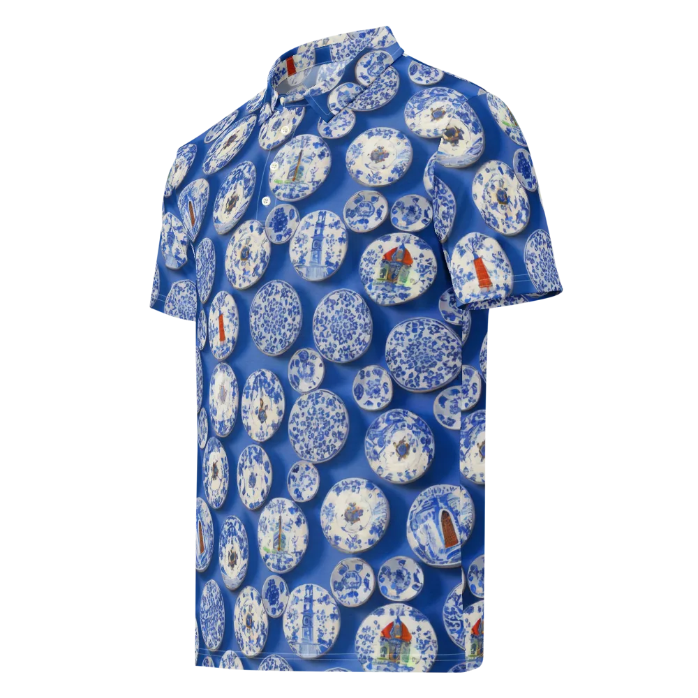 Cobalt Cabinet on Men's Slim Fit Polo Shirt — Left Front