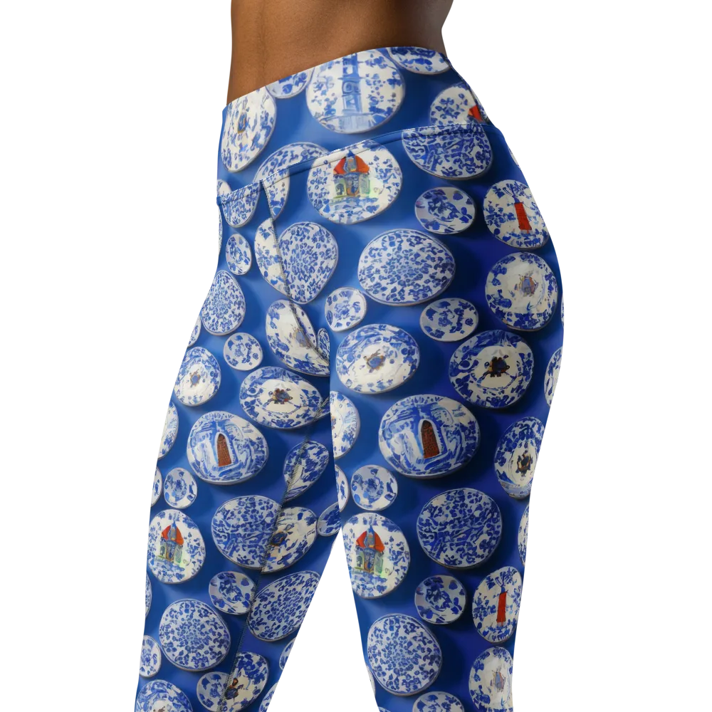 Cobalt Cabinet on Yoga Leggings — Left Front