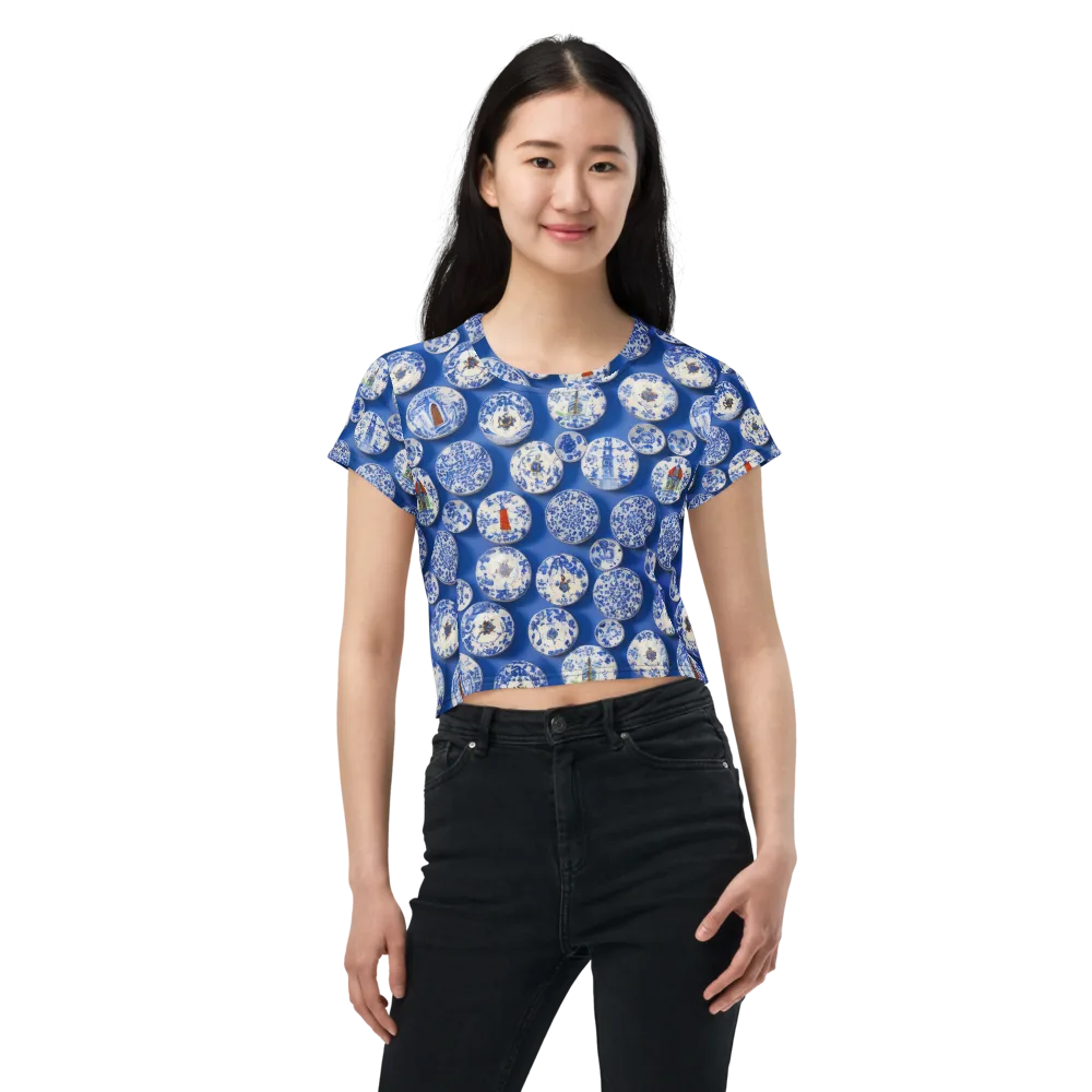 Cobalt Cabinet on Crop Tee — Front