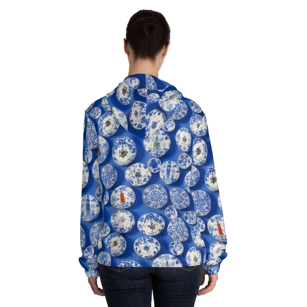 Cobalt Cabinet on Women's Full-Zip Hoodie — Back On Person