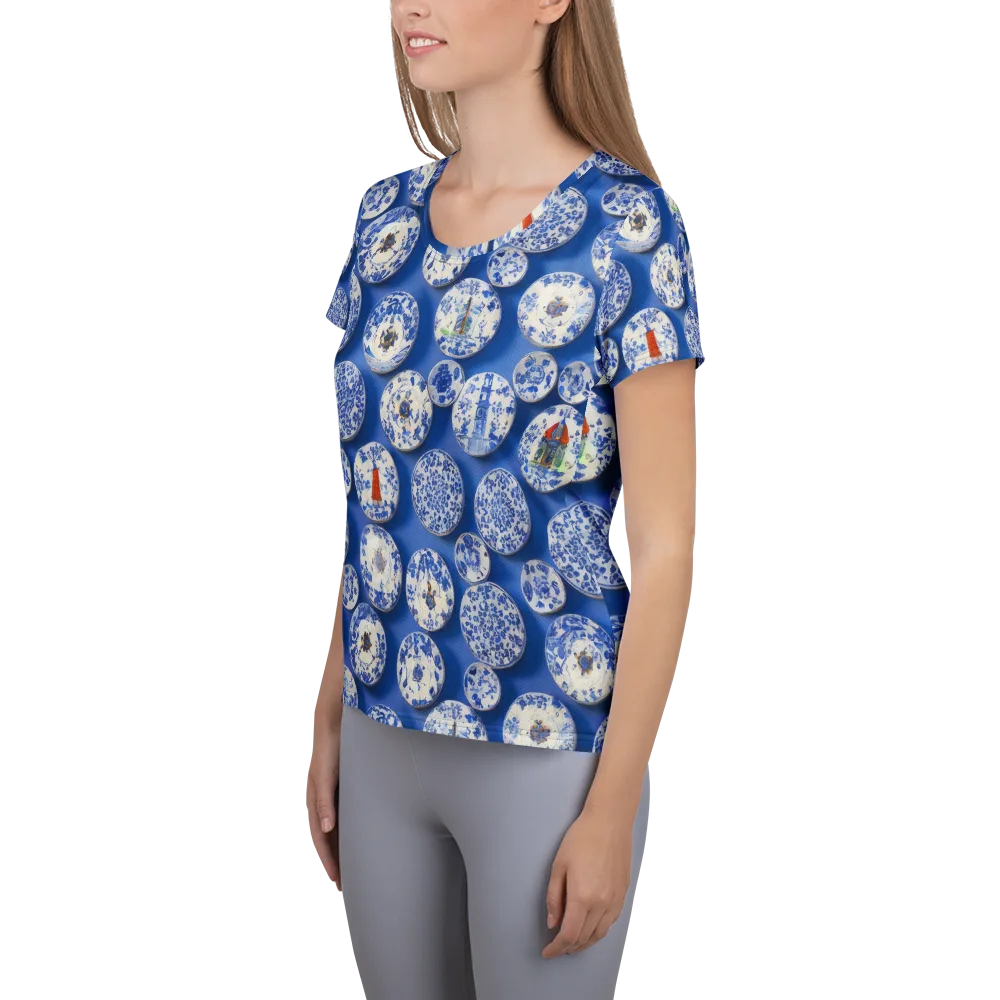 Cobalt Cabinet on Women's Athletic T-Shirt — Left