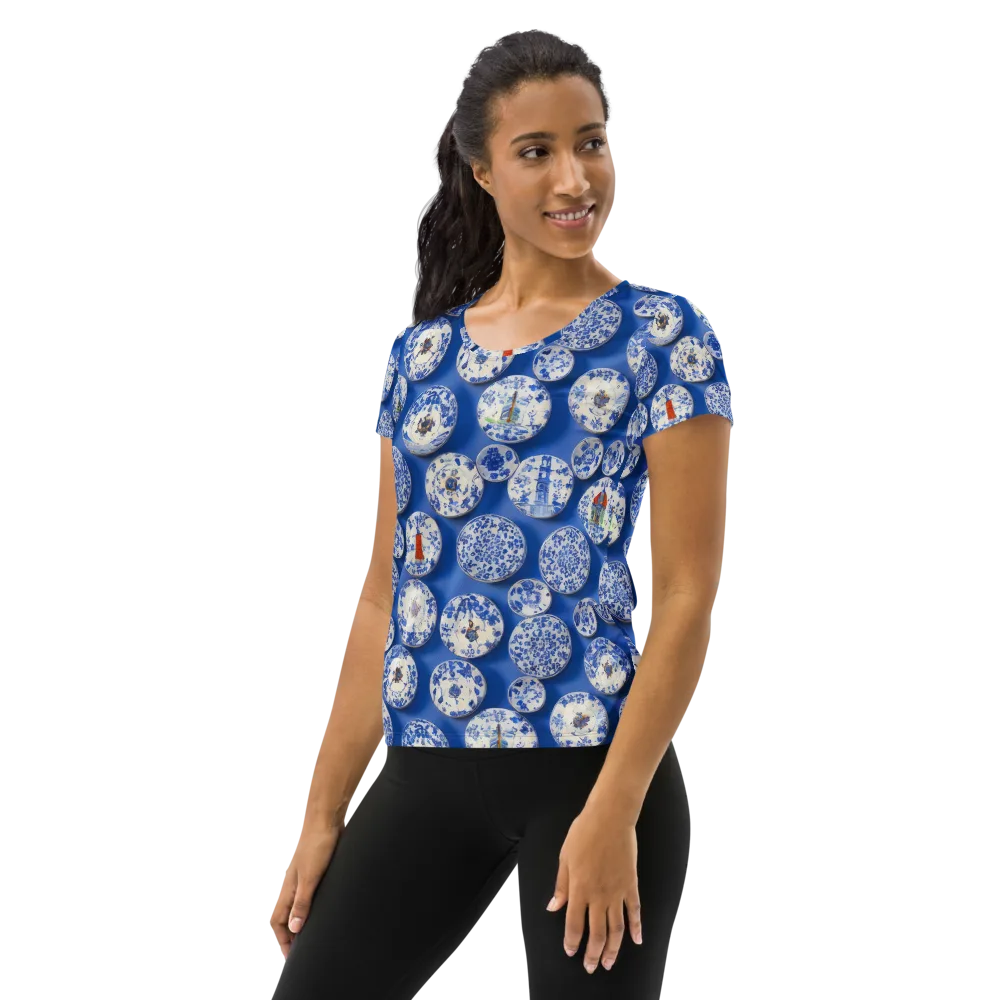 Cobalt Cabinet on Women's Athletic T-Shirt — Left