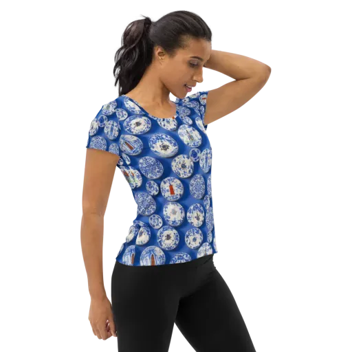 Cobalt Cabinet on a Women's Athletic T-Shirt