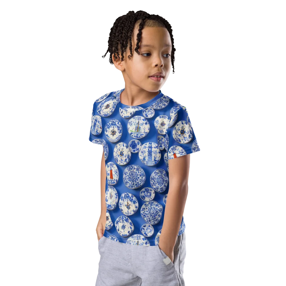 Cobalt Cabinet on Kids Crew Neck T-Shirt — Left Front