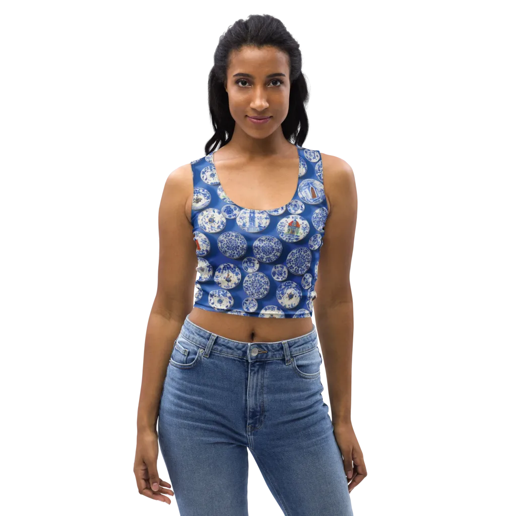 Cobalt Cabinet on Crop Top — Front