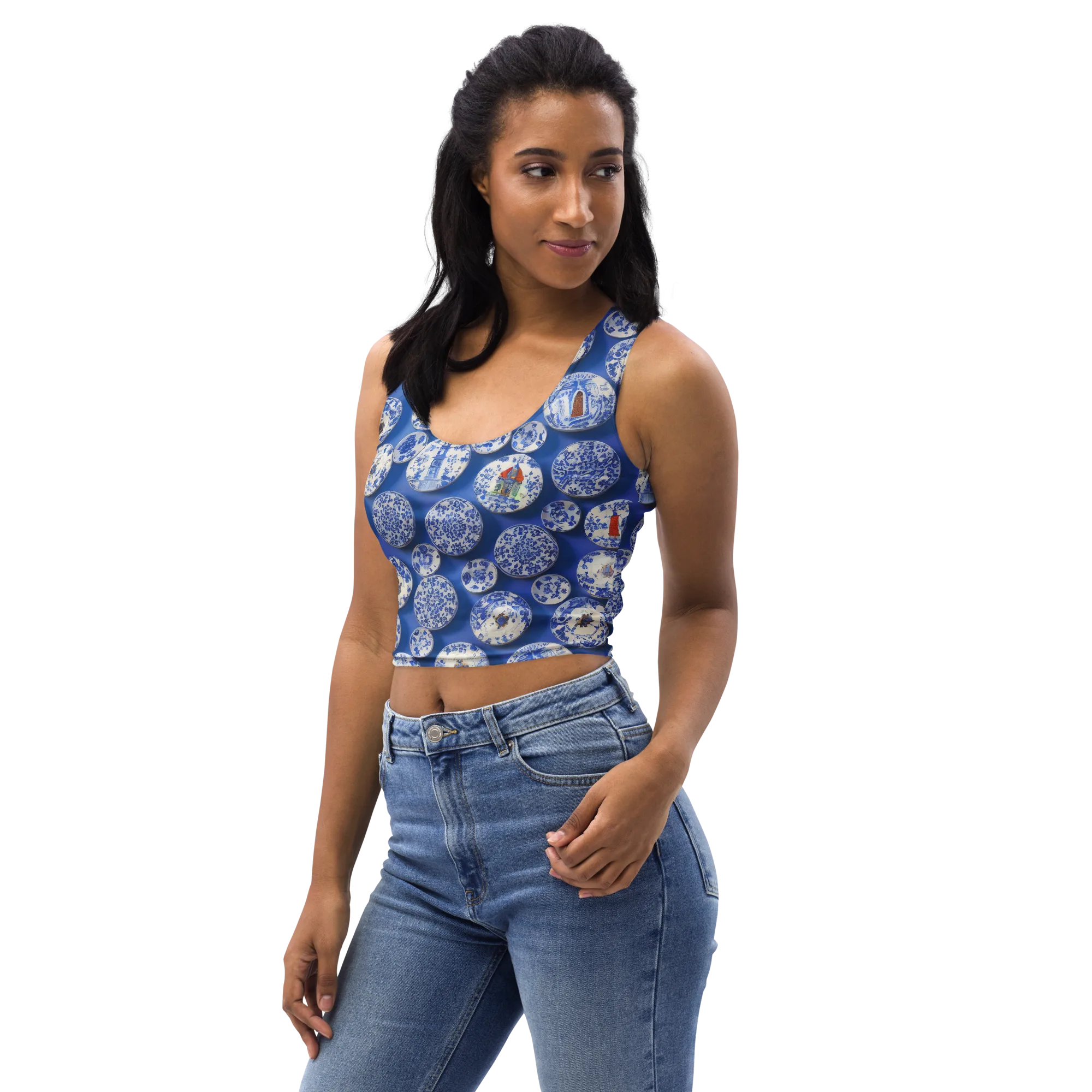 Cobalt Cabinet on Crop Top — Left Front