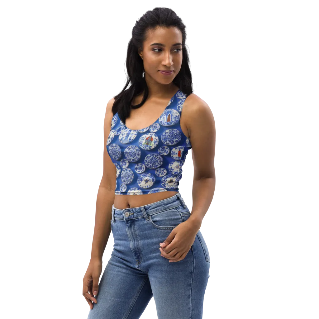 Cobalt Cabinet on Crop Top — Left Front