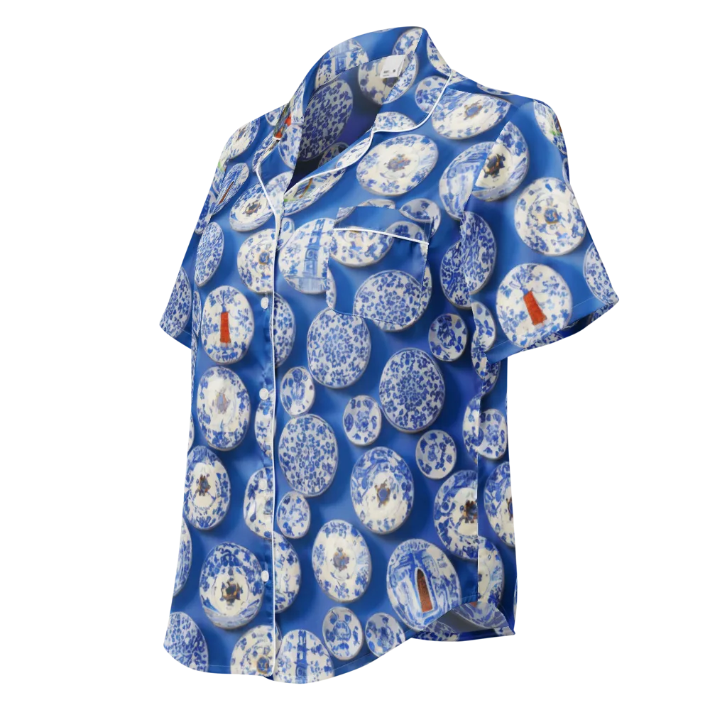 Cobalt Cabinet on Women's Short Sleeve Pajama Top — Left Front