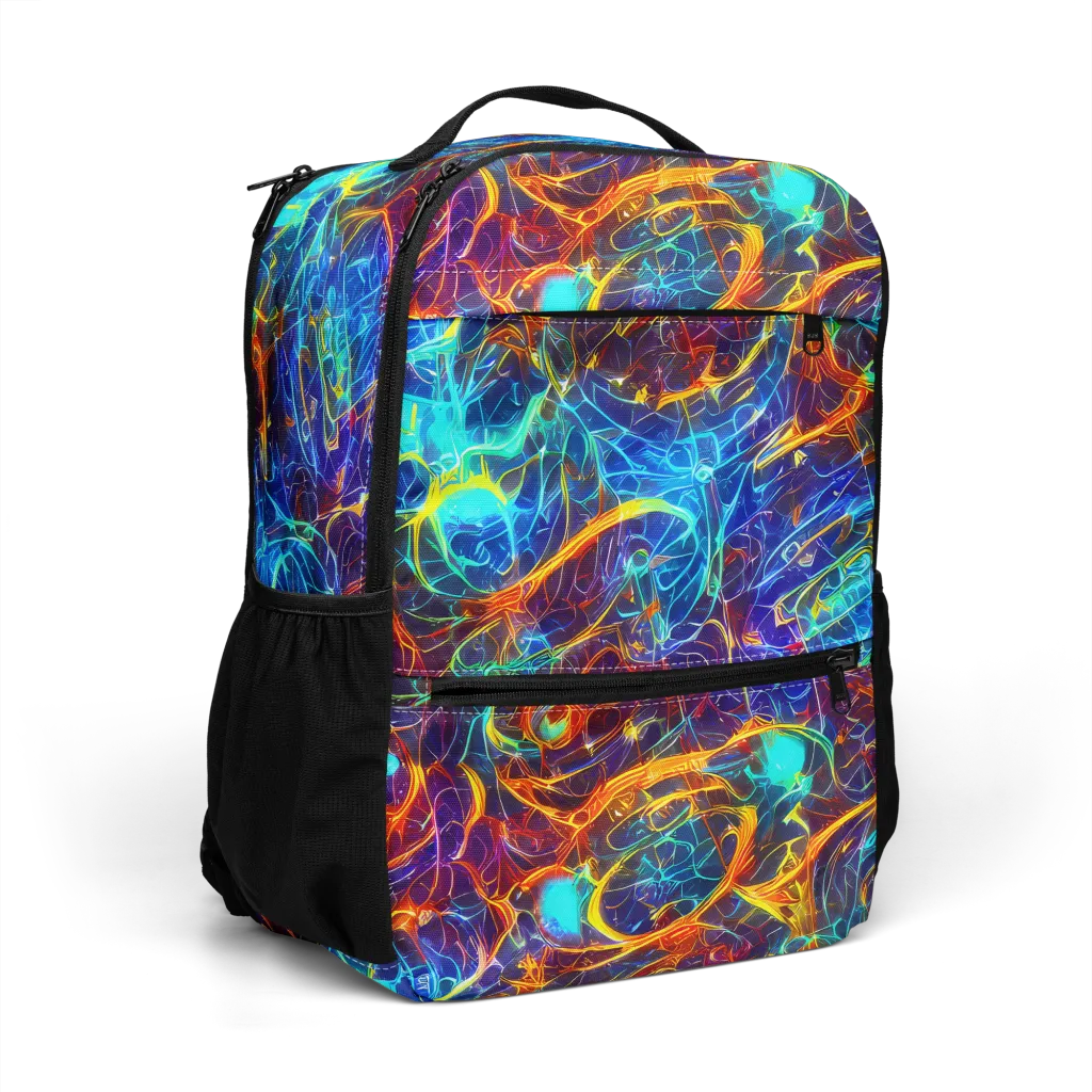 Blue Fire Matrix on Utility Backpack — Right Front