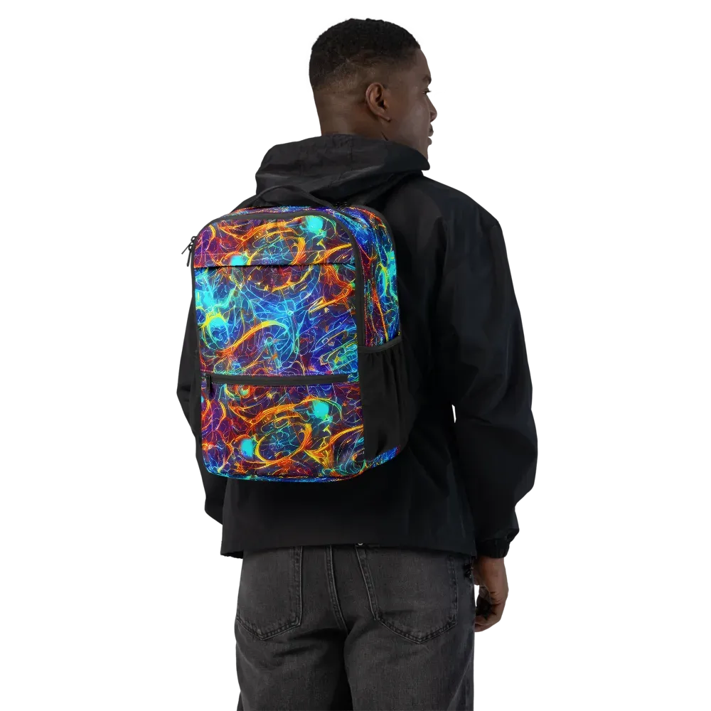 Blue Fire Matrix on Utility Backpack — Back