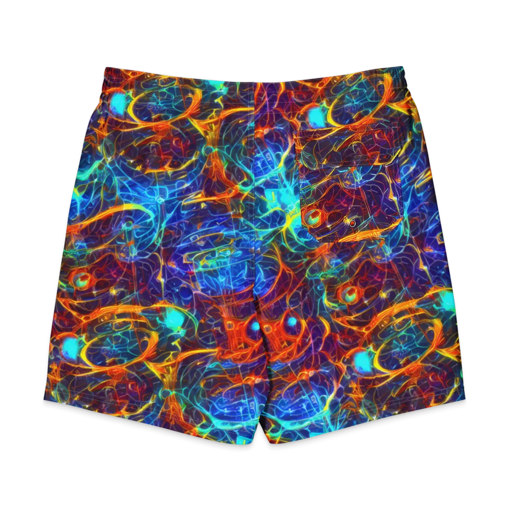 Blue Fire Matrix on Men's Board Shorts — Back