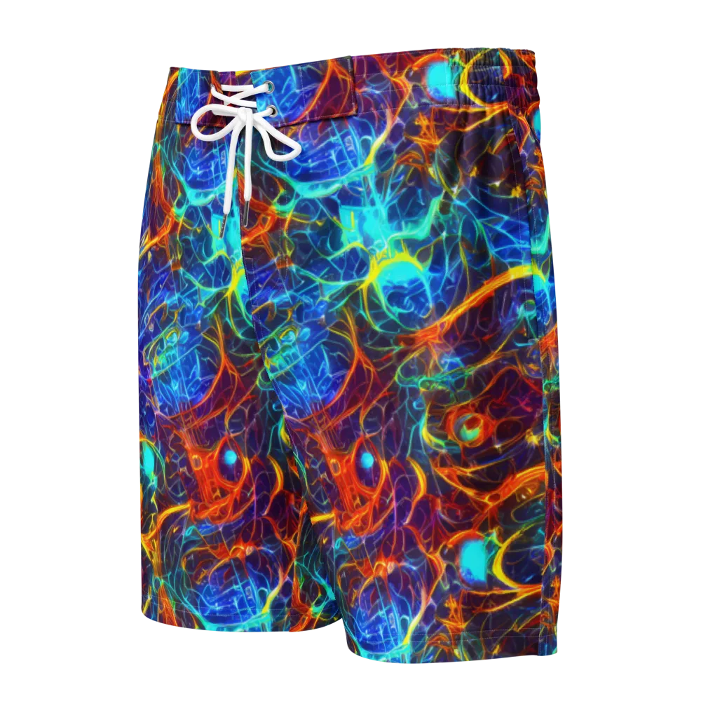 Blue Fire Matrix on Men's Board Shorts — Front