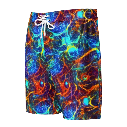 Blue Fire Matrix on a Men's Board Shorts