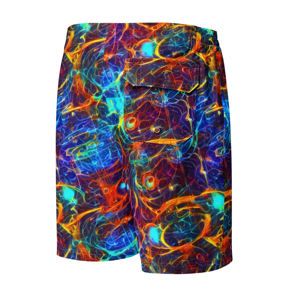 Blue Fire Matrix on Men's Board Shorts — Back