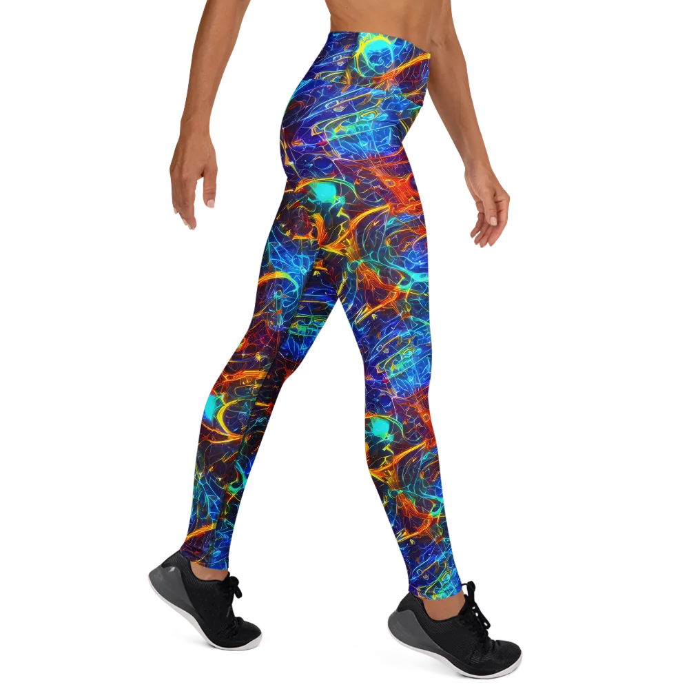 Blue Fire Matrix on Yoga Leggings — Right