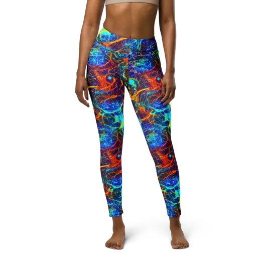Blue Fire Matrix on a Yoga Leggings