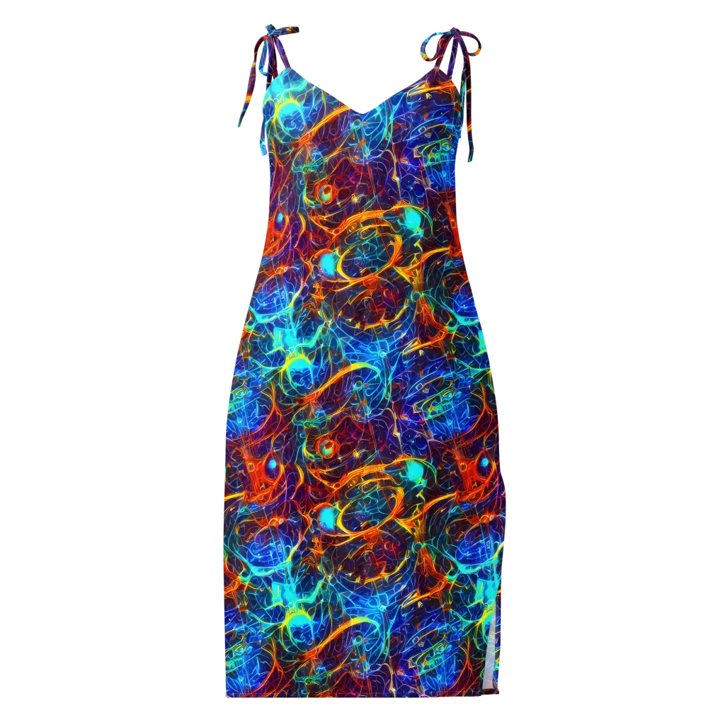 Blue Fire Matrix on Slip Dress — Front