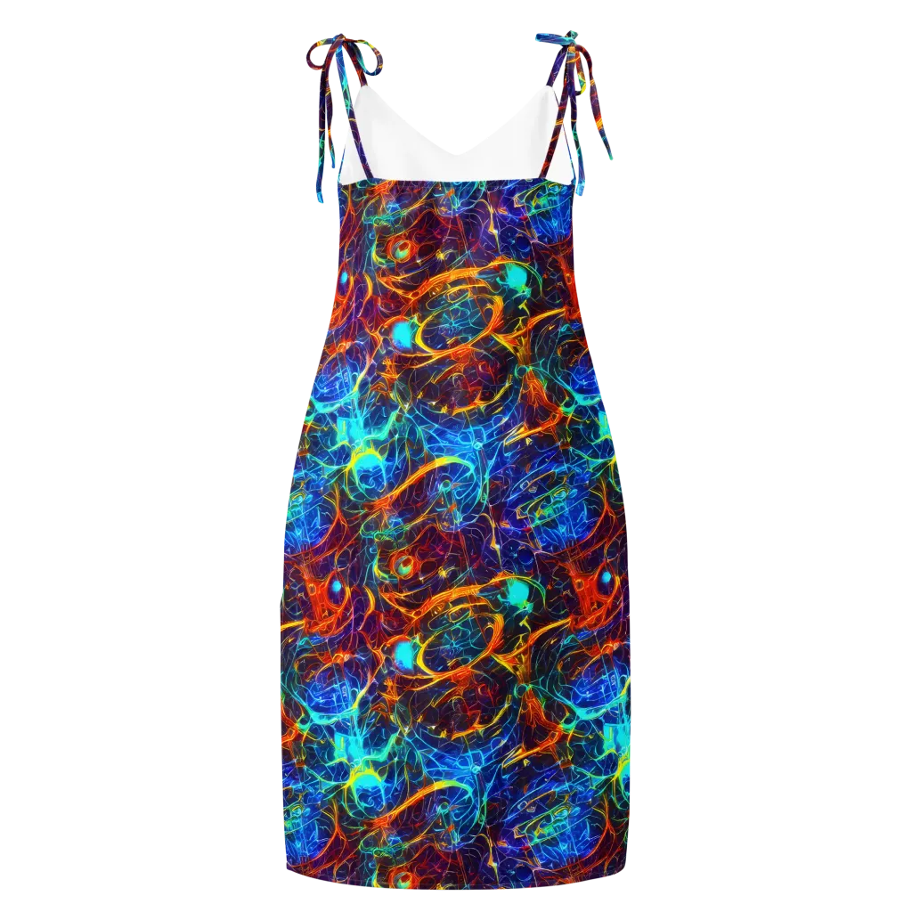 Blue Fire Matrix on Slip Dress — Back