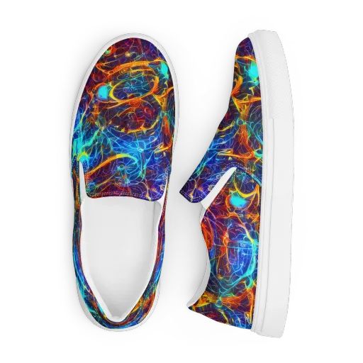 Blue Fire Matrix on a Men's Slip-On Canvas Shoes