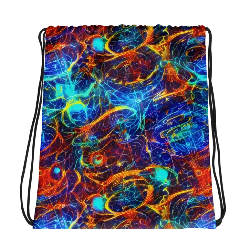Blue Fire Matrix on a Drawstring Bag