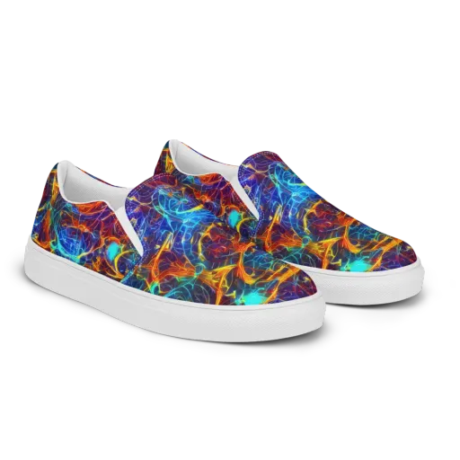 Blue Fire Matrix on a Women's Slip-On Canvas Shoes