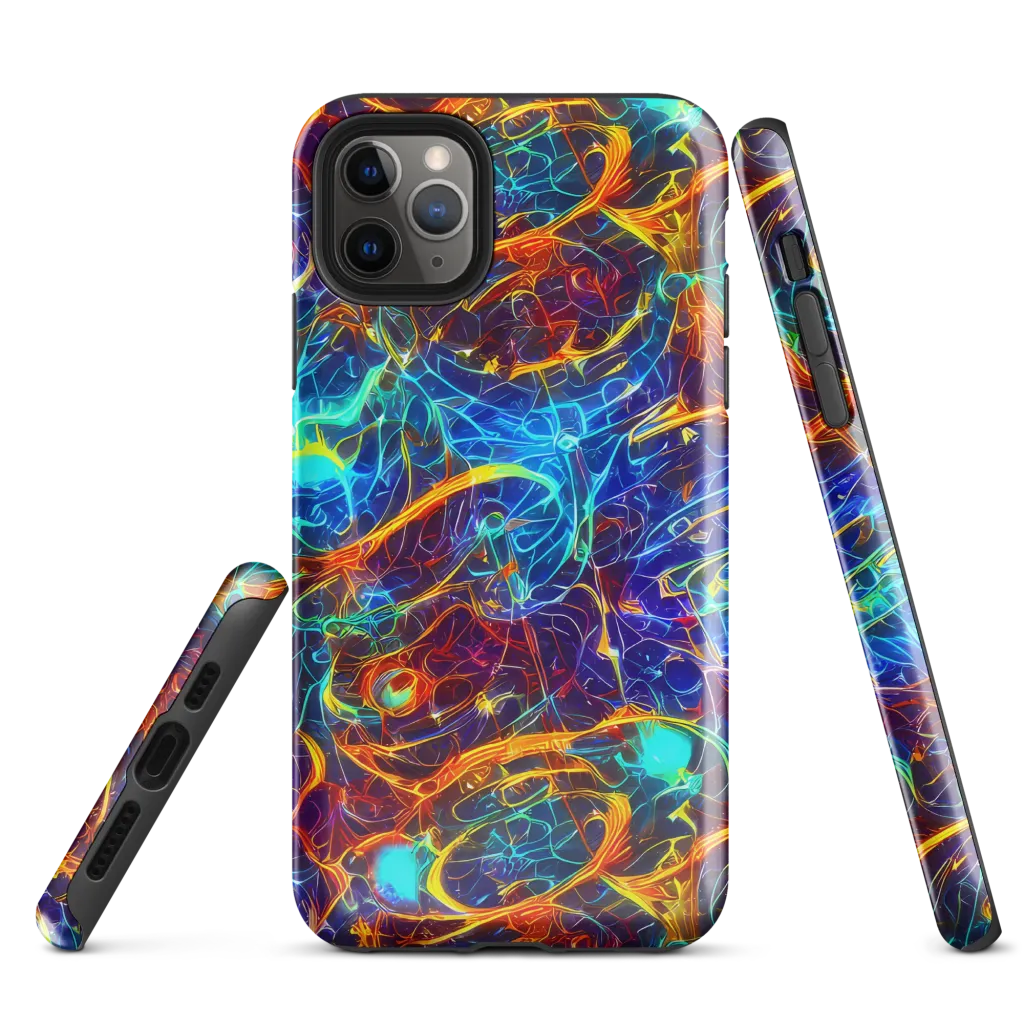 Blue Fire Matrix on Tough Case for iPhone® — Front