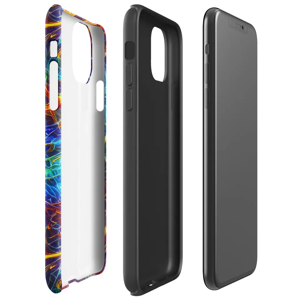 Blue Fire Matrix on Tough Case for iPhone® — Right