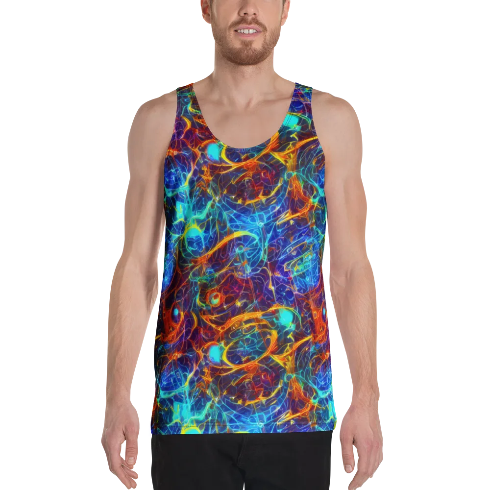 Blue Fire Matrix on Men's Tank Top — Front